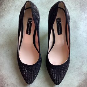 INC International Concepts Black Zitah Embellished Pointed Pump Size 8